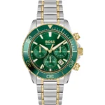 Sealiner two-tone chronograph watch with green dial