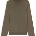 Slim-fit rollneck sweater in extra-fine merino wool, Brown