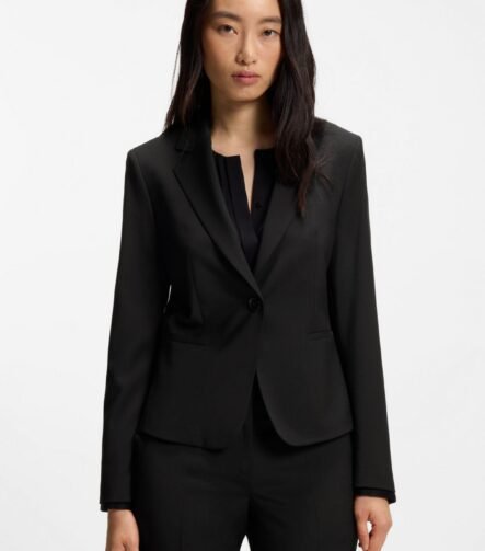 Regular-fit blazer in Italian-made virgin wool, Black