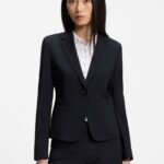 Regular-fit blazer in Italian-made virgin wool, Dark Blue