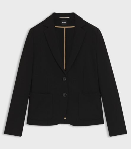 Slim-fit jacket in stretch fabric, Black