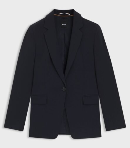 Regular-fit jacket in crease-resistant crepe, Dark Blue