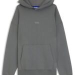 Cotton-terry loose-fit hoodie with logo details, Grey