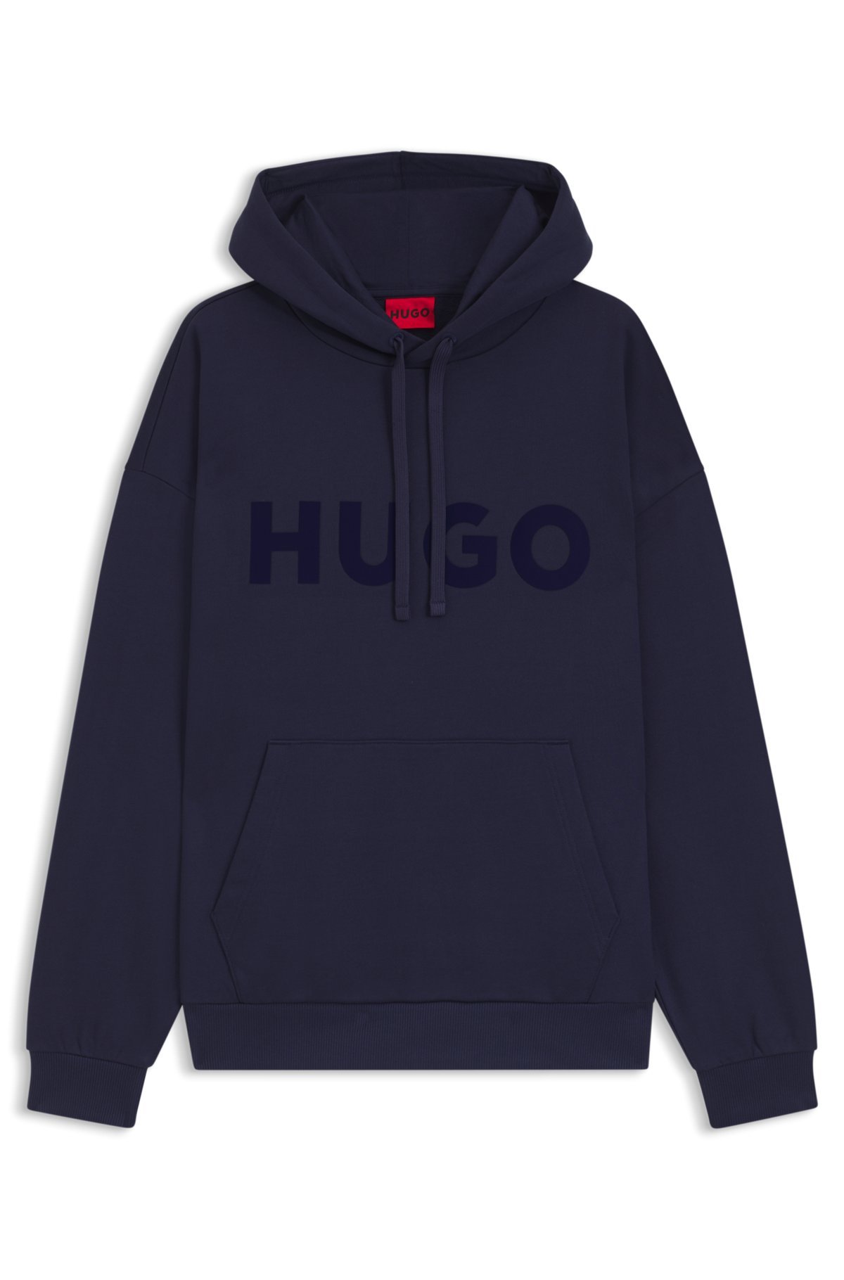 hbeu50529090_418-1 Oversized-fit hoodie in cotton terry with reflective logo, Dark Blue
