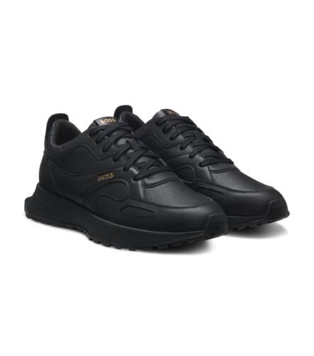 Waterproof GORE-TEX trainers in polished leather, Black