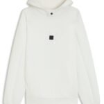 Interlock cotton-blend hoodie with stacked logos, Natural