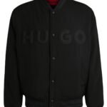 Water-repellent bomber jacket with rubberised logo, Black