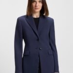 Regular-fit stretch blazer, Dark Blue