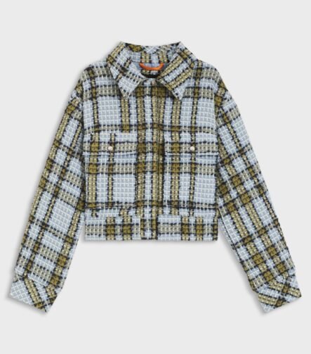 Cropped jacket in cotton-blend tweed, Patterned