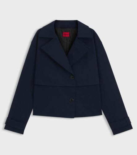 Oversized-fit trench-style jacket in cotton, Dark Blue