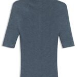 Mock-neck sweater in merino wool, Blue