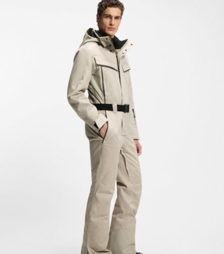 BOSS Ski suit in water-repellent herringbone fabric, Natural