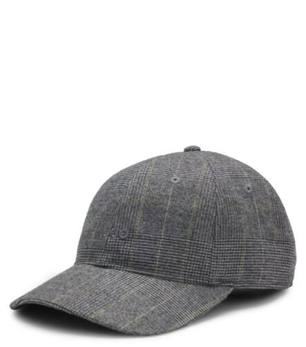 Twill cap with embroidered crest logo, Grey Patterned