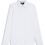 Slim-fit shirt in structured performance-stretch jersey, White