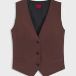Regular-fit waistcoat in stretch fabric, Dark Brown