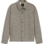 Relaxed-fit overshirt in checked stretch fabric, Beige Patterned