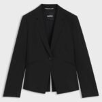 Slim-fit blazer in virgin wool, Black