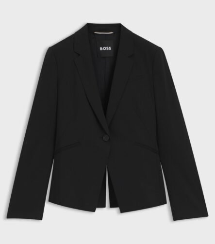 Slim-fit blazer in virgin wool, Black