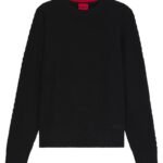 Cotton sweater with 3D knit structure, Black