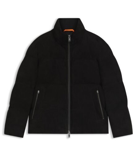 Relaxed-fit jacket in waterproof suede, Black