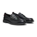 Leather loafers with penny trim, Black