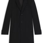 Slim-fit coat in wool and cashmere, Black