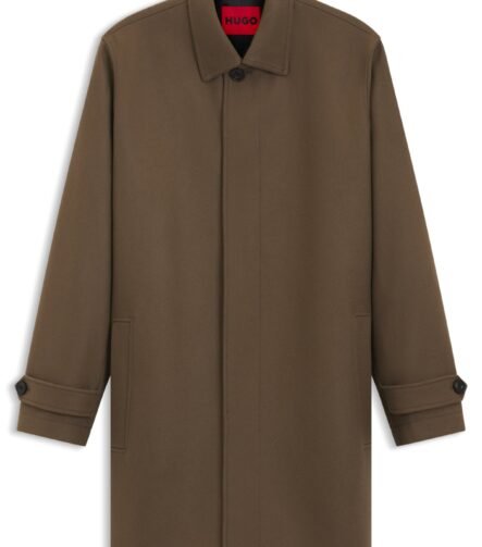 Car coat in a wool blend, Dark Brown