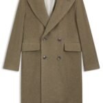 Double-breasted coat in a herringbone alpaca blend, Brown