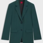 Regular-fit blazer with long length, Dark Green