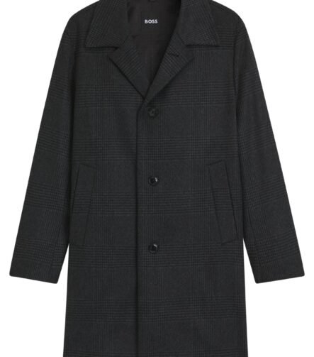 Relaxed-fit coat in checked wool and cashmere, Black