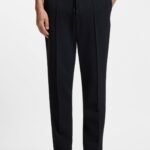 Tapered-fit trousers in performance-stretch fabric, Dark Blue