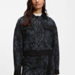 Regular-fit jacket in denim-effect tweed, Patterned