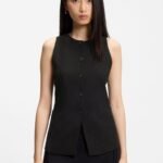 Slim-fit waistcoat in pinstripe crepe, Patterned
