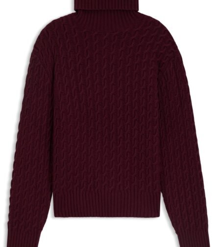 BECKHAM x BOSS cable-knit sweater in wool and cashmere, Dark Red