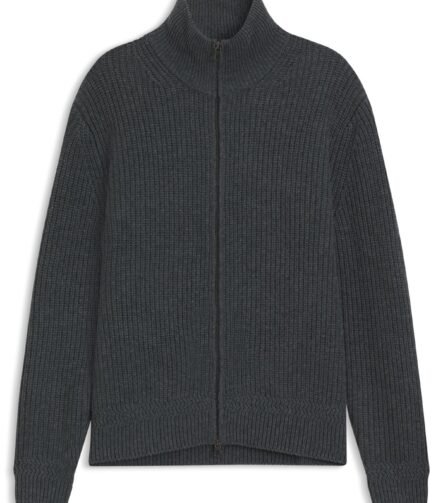 BECKHAM x BOSS zip-up cardigan in wool and cashmere, Dark Grey