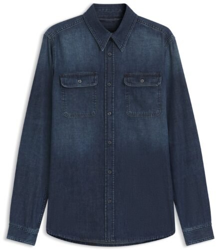 BECKHAM x BOSS shirt in blue denim, Dark Blue