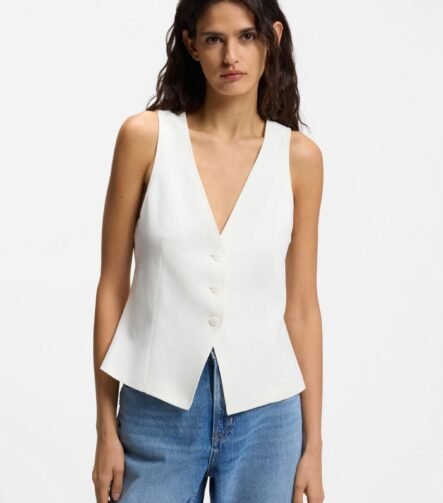 Modern-fit waistcoat with open back, Natural
