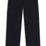 BOSS BY BECKHAM cargo trousers in micro-patterned cotton, Dark Blue