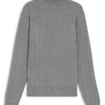 Regular fit rollneck sweater in herringbone virgin wool, Grey