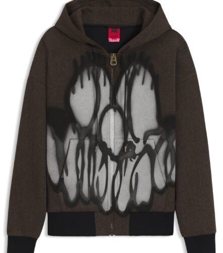 HUGO x RB by Slawn printed herringbone zip-through hoodie, Brown