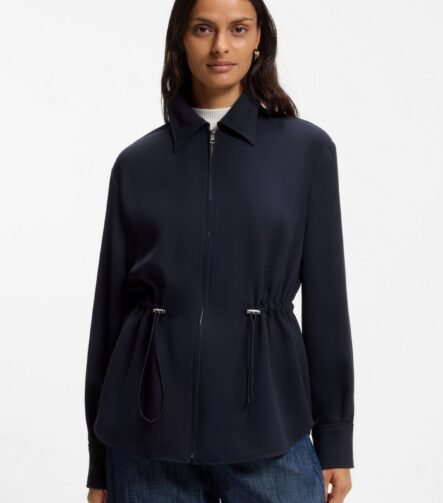 Crease-resistant jacket with adjustable drawstring waist, Dark Blue