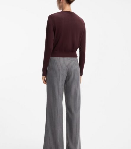 Button-front cardigan in a wool blend with cashmere, Dark Brown