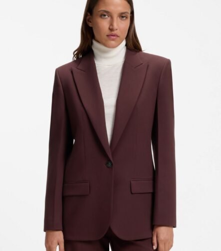 Modern-fit blazer with peak lapels, Dark Brown