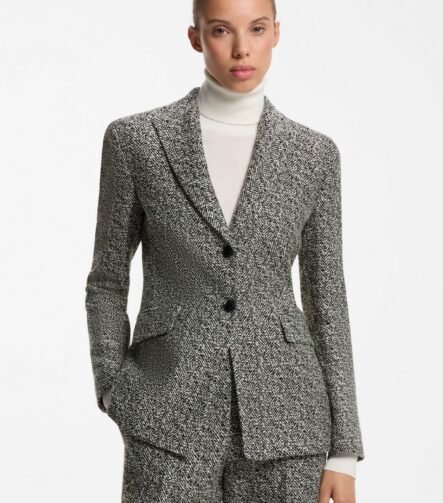 Regular-fit blazer with herringbone pattern, Grey Patterned