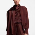 Bomber-style blazer with detachable scarf, Brown