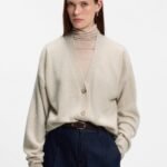 Relaxed-fit cardigan in cashmere, Light Beige