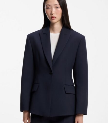 Hourglass modern-fit blazer in stretch fabric, Dark Blue
