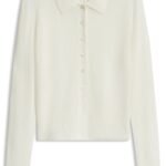 Slim-fit polo cardigan, Natural