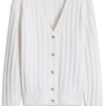 Rib-knit cardigan, White