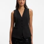 Stretch-crepe waistcoat, Black
